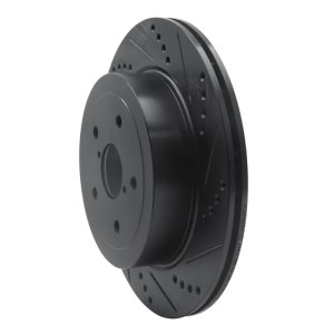 Subaru Impreza Brake Rotor (1) - Rear Right - R1 Concepts - Drilled & Slotted - Black - `05-`07